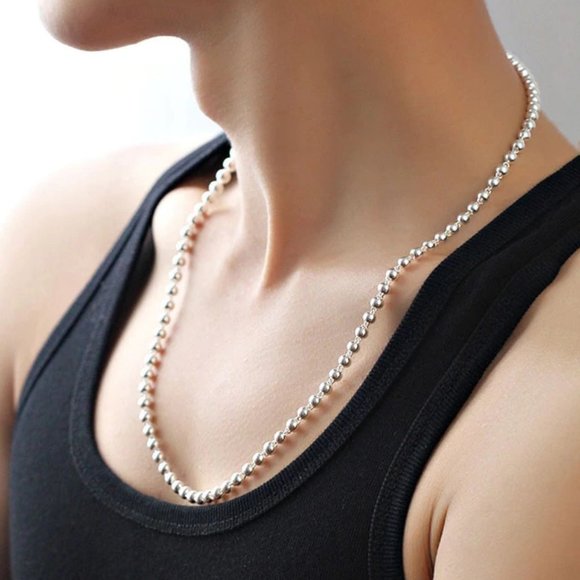 *NEW 925 Sterling Silver 18'' Bead Necklace - Picture 1 of 6